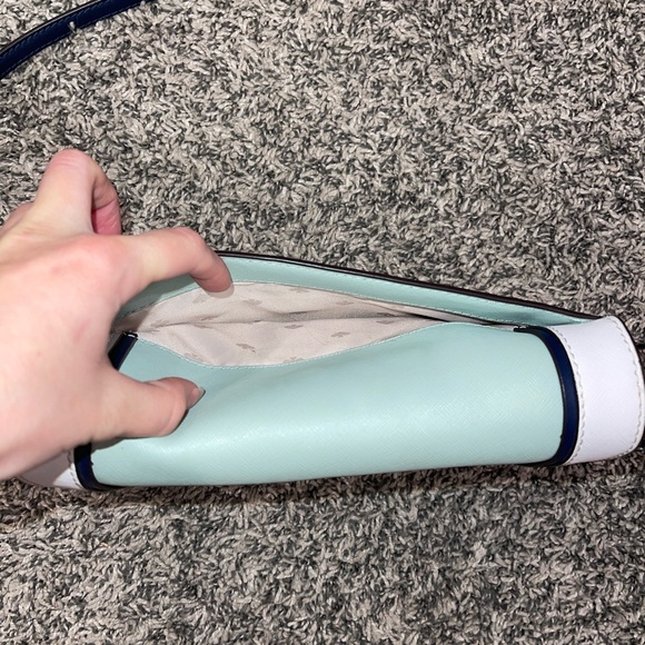 Kate Spaded crossbody Bag-Turquoise and white with navy blue trim!! - Picture 7 of 8